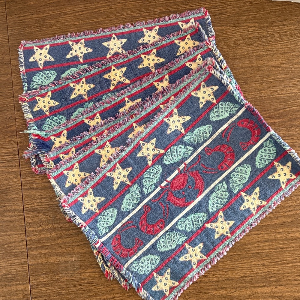 VINTAGE PARK B SMITH HOME FOR THE HOLIDAYS NAUTICAL WOVEN PLACEMATS SET OF 6